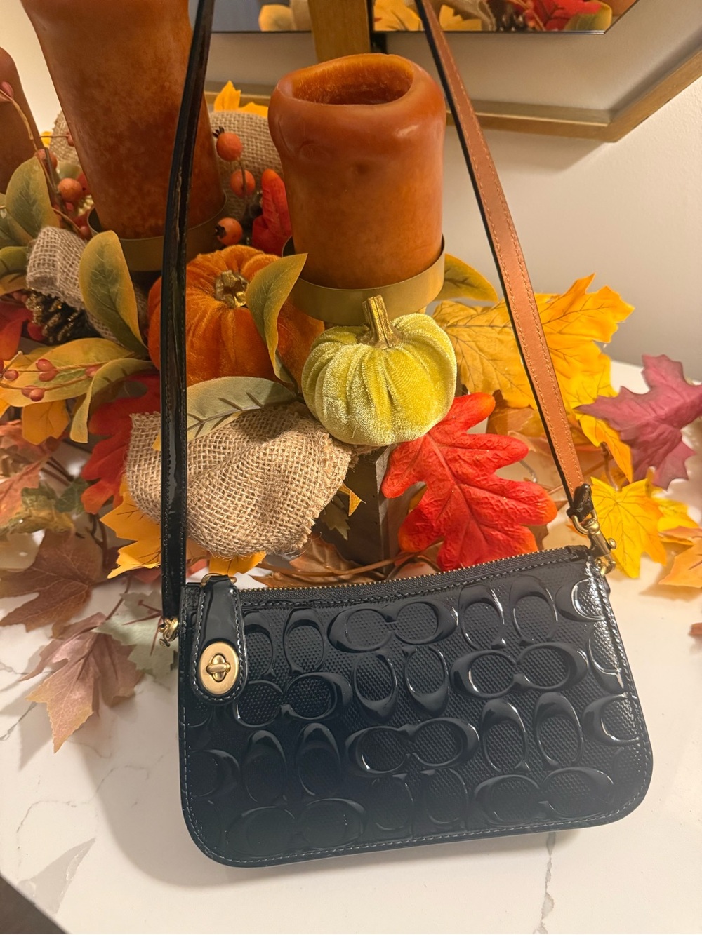 Glazed Leather Shoulder Bag